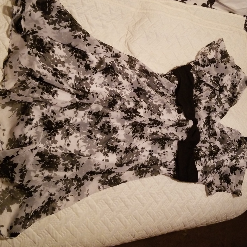 Black & White Floral Sheer Dress